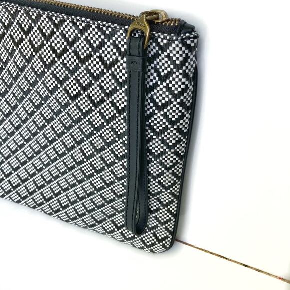 Ralph Lauren Black & White Woven Clutch Wristlet Organizer Pouch | Designer Gift - Picture 10 of 11